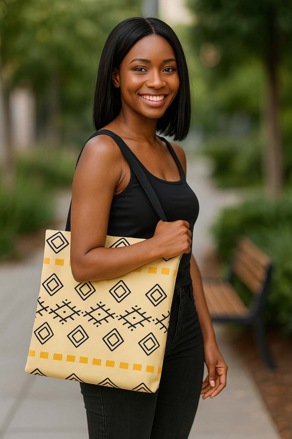Tote Bag African Print | Egyptian Pattern Multicolored | Large Capacity