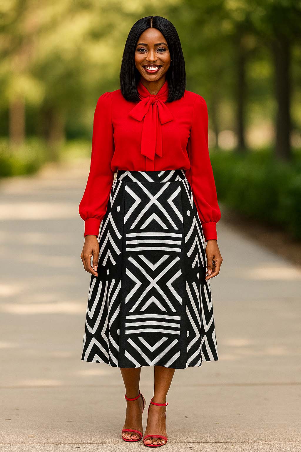 Traditional African Skirts for Ladies | Midi Length Flared Style