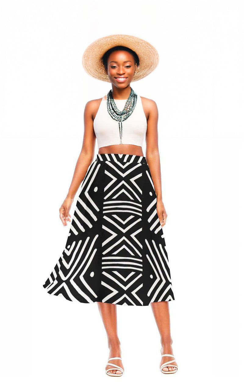 Traditional African Skirts for Ladies | Midi Length Flared Style