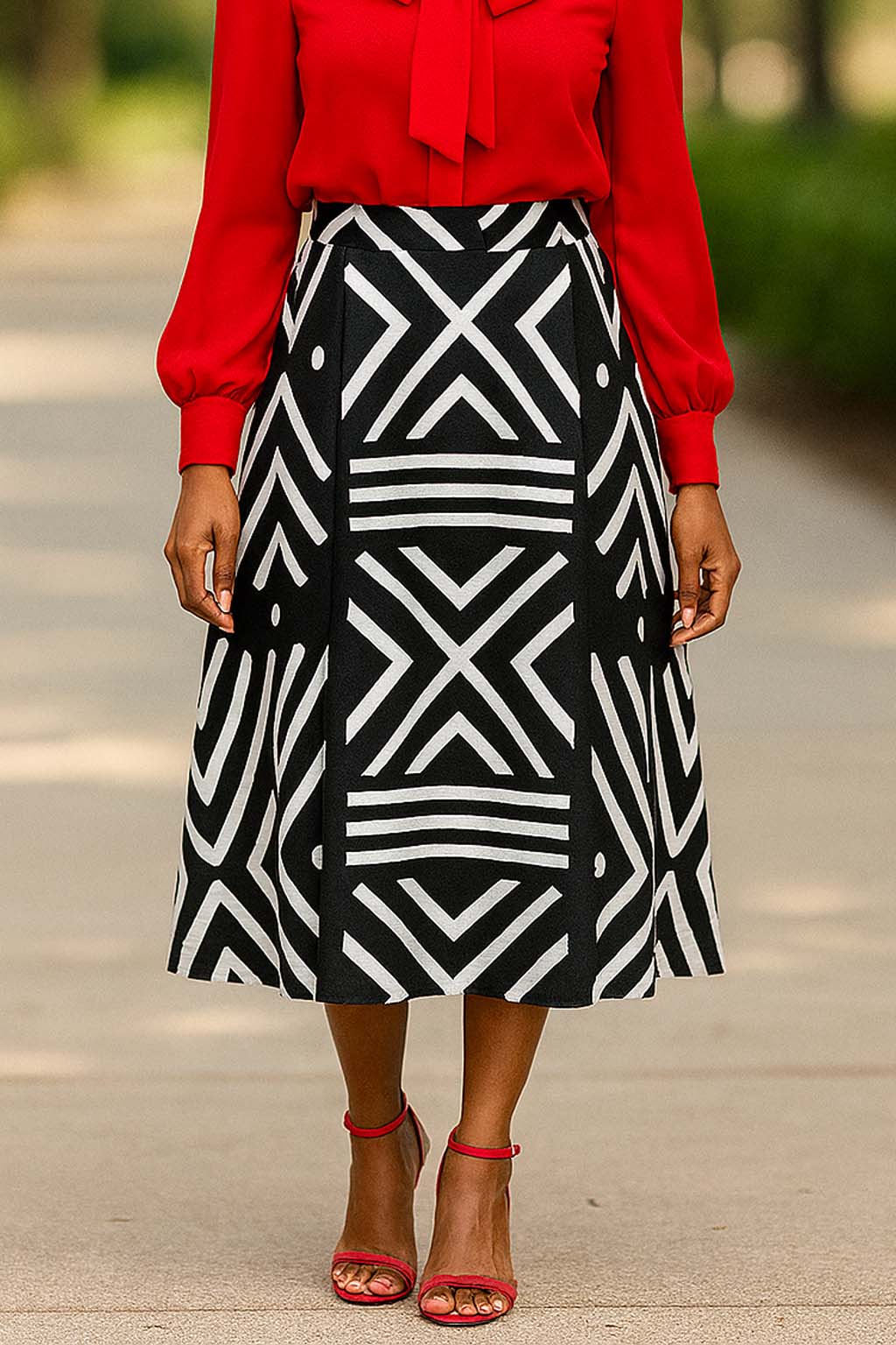 Traditional African Skirts for Ladies | Midi Length Flared Style