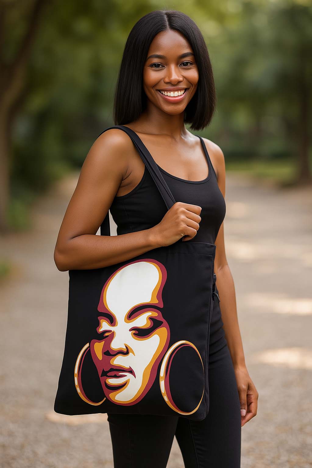 Tribal African Tote Bags | Black Woman Face Print | Large Capacity
