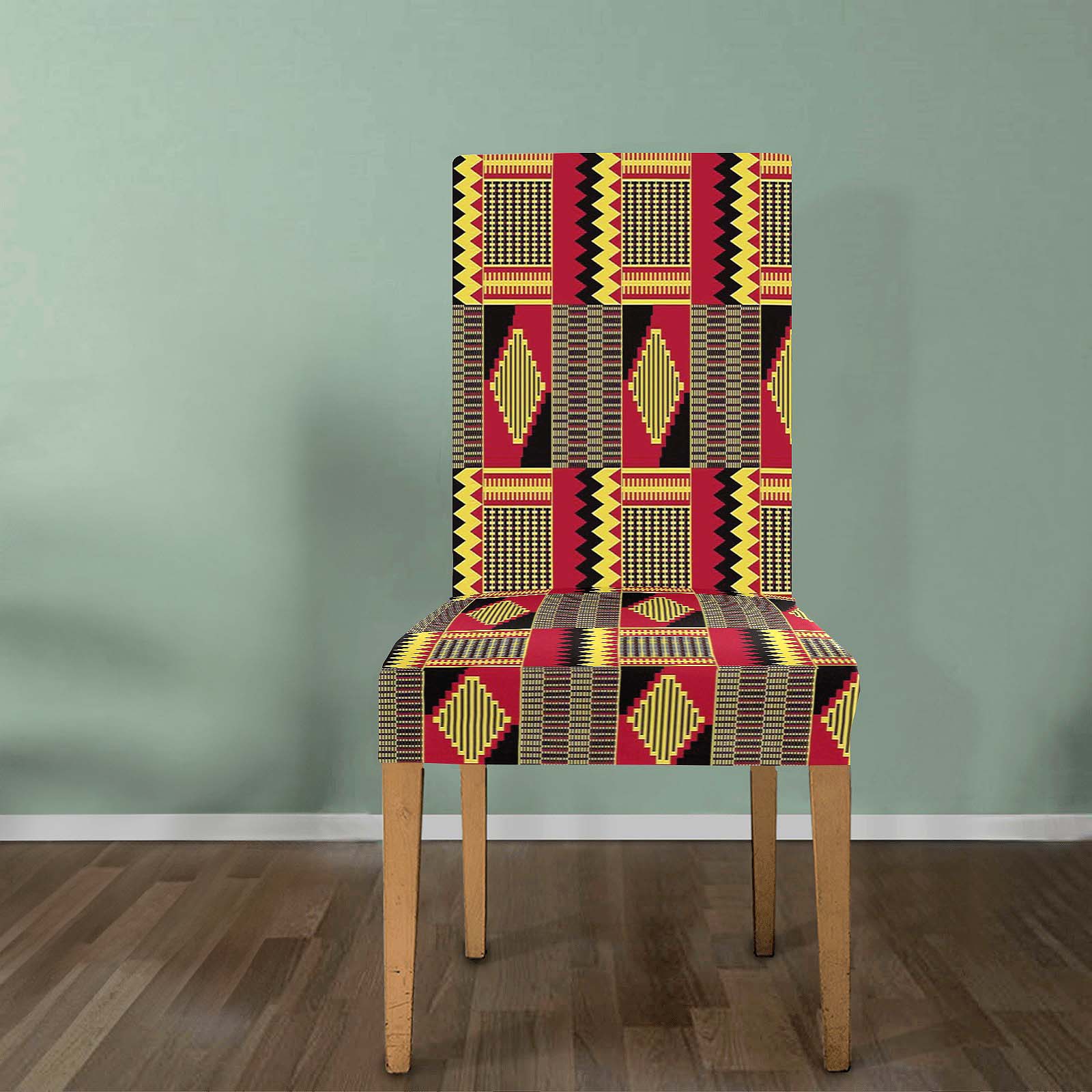 Tribal Chair Cover Removable Spandex Fabric in Kente Print