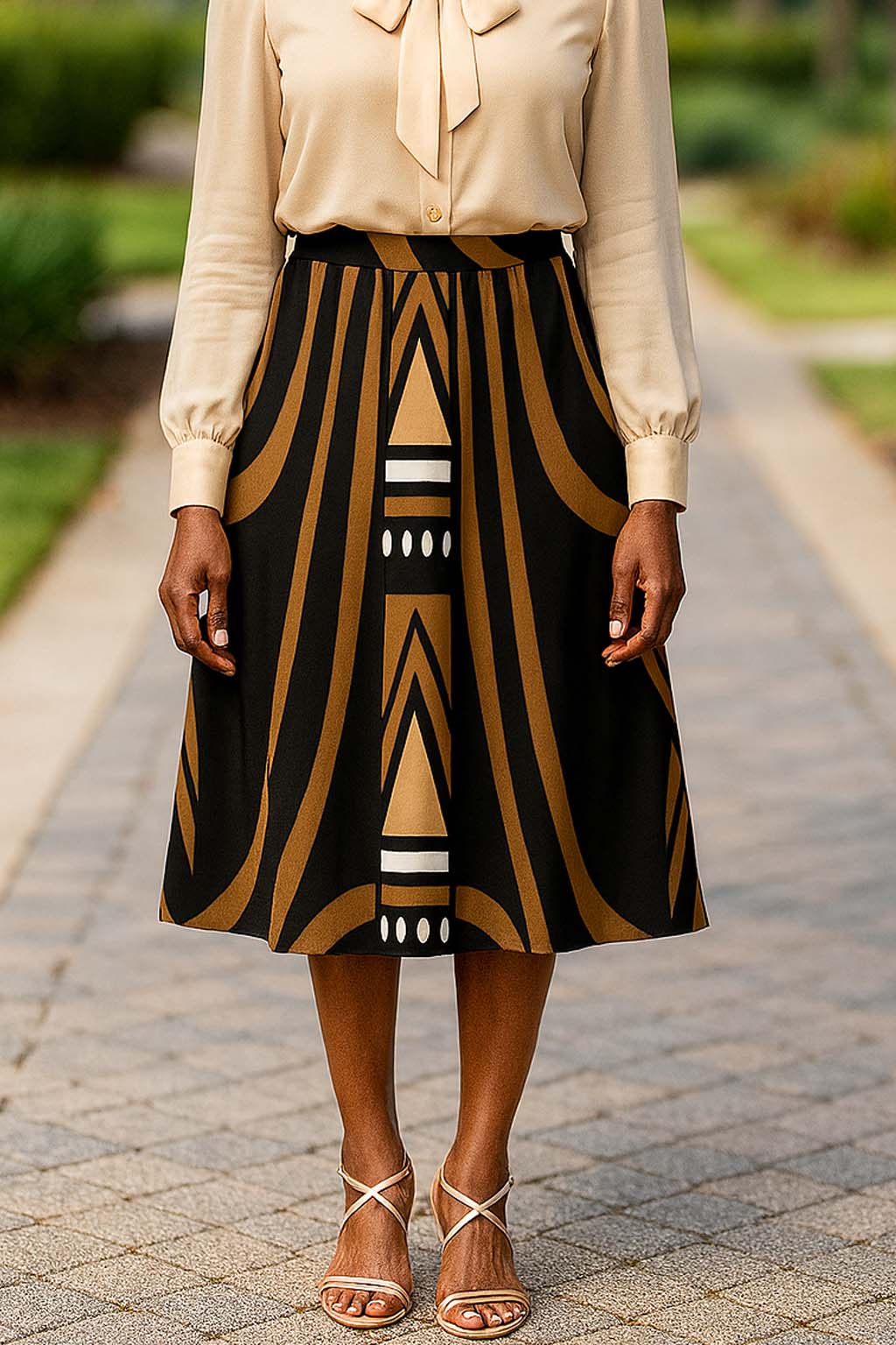 Tribal Print African Skirt | Midi Length Native Fashion