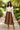 Tribal Skirt Flare | Abstract Cowrie Print Midi Length Brown-Bynelo