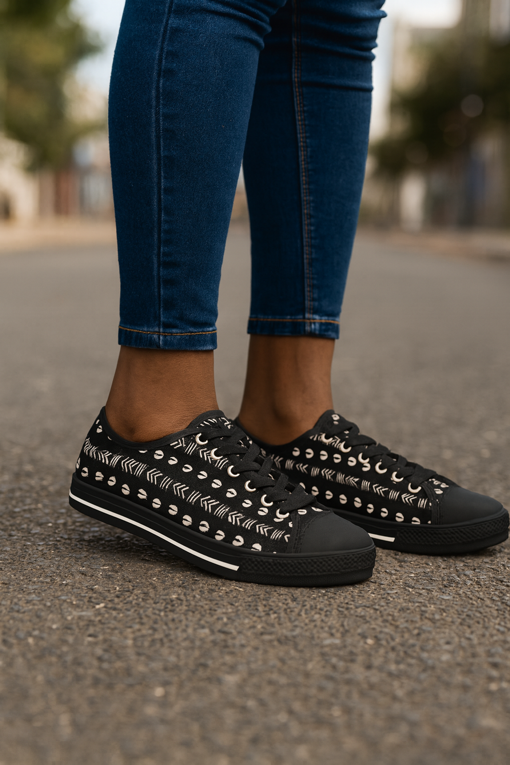 Tribal Sneakers | Cowrie African Print Shoe | Womens Low Canvas