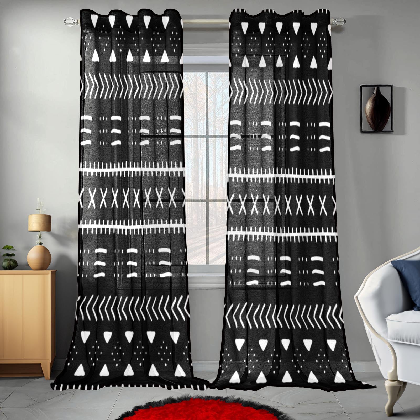 African Guaze Curtain Tribal Print (Two Piece) - Cultural