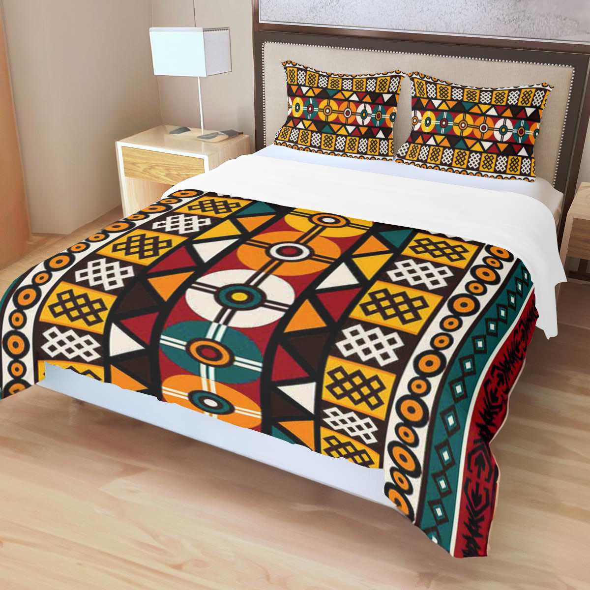 African Print Duvet Covers Bedding Set in Bogolan Print