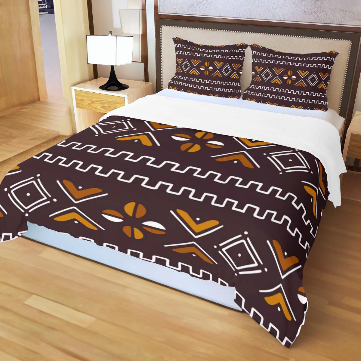 African Print Comforter Set - 3 Piece Mudcloth Duvet Set