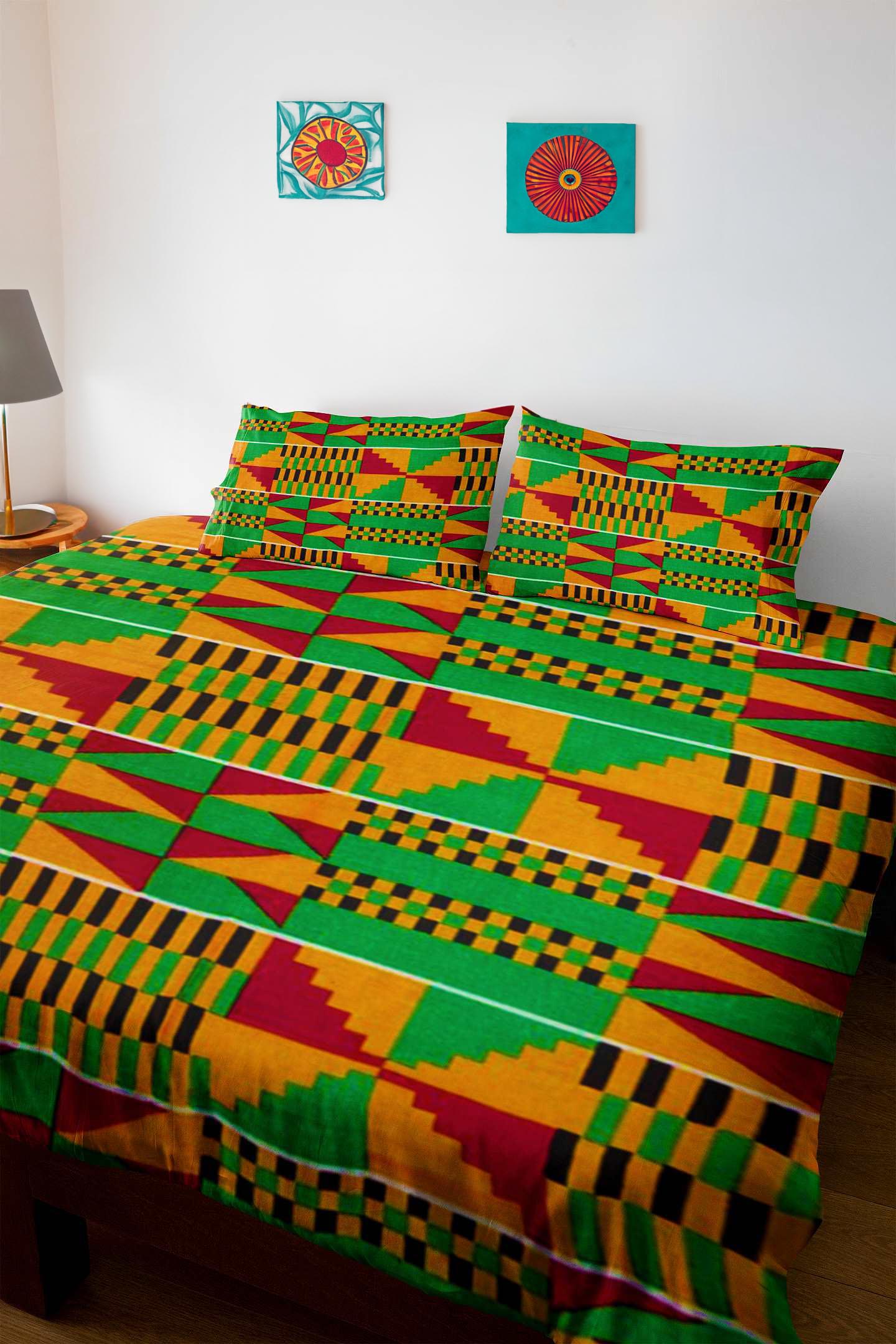 African Duvet Covers Bedding Set in Kente Print - Bynelo