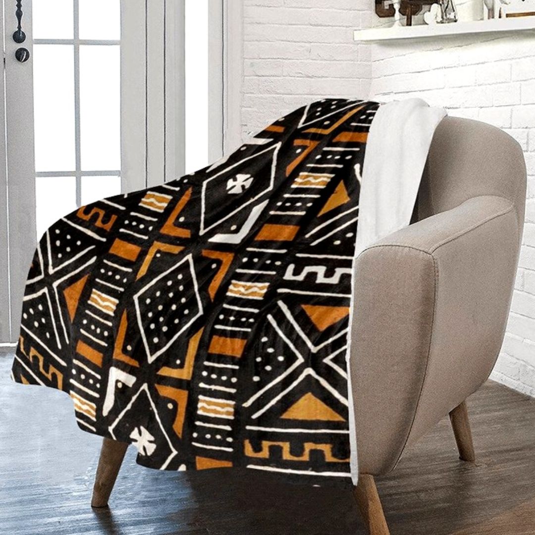 African Mudcloth Print Fleece Blankets - Unique & Cozy