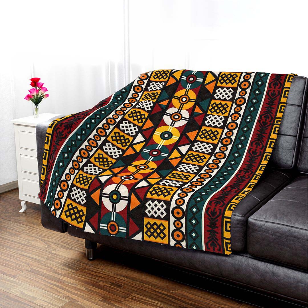 Mudcloth Blanket African Print Throw Fleece - Bynelo