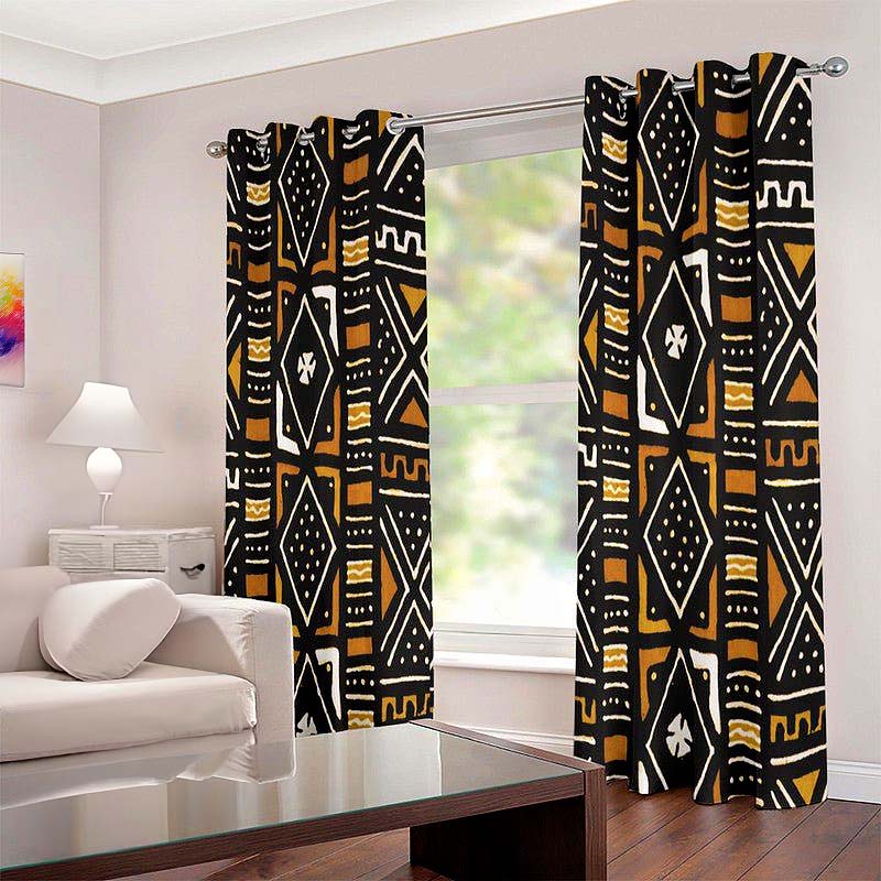 Elegance African Mudcloth Grommet Curtain Set - Two-Piece 