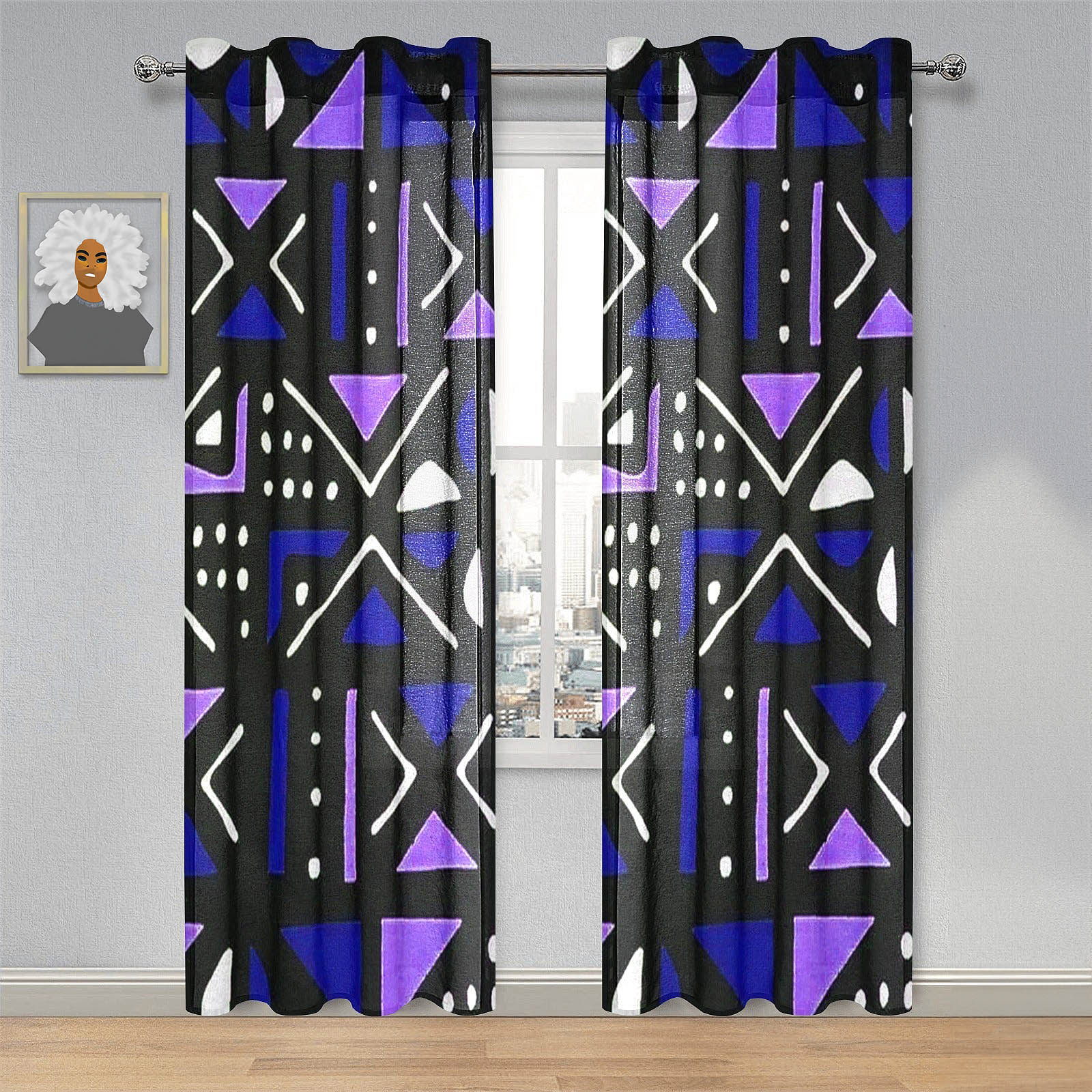 Geometric Mud cloth Curtain African Print (Two-Piece)