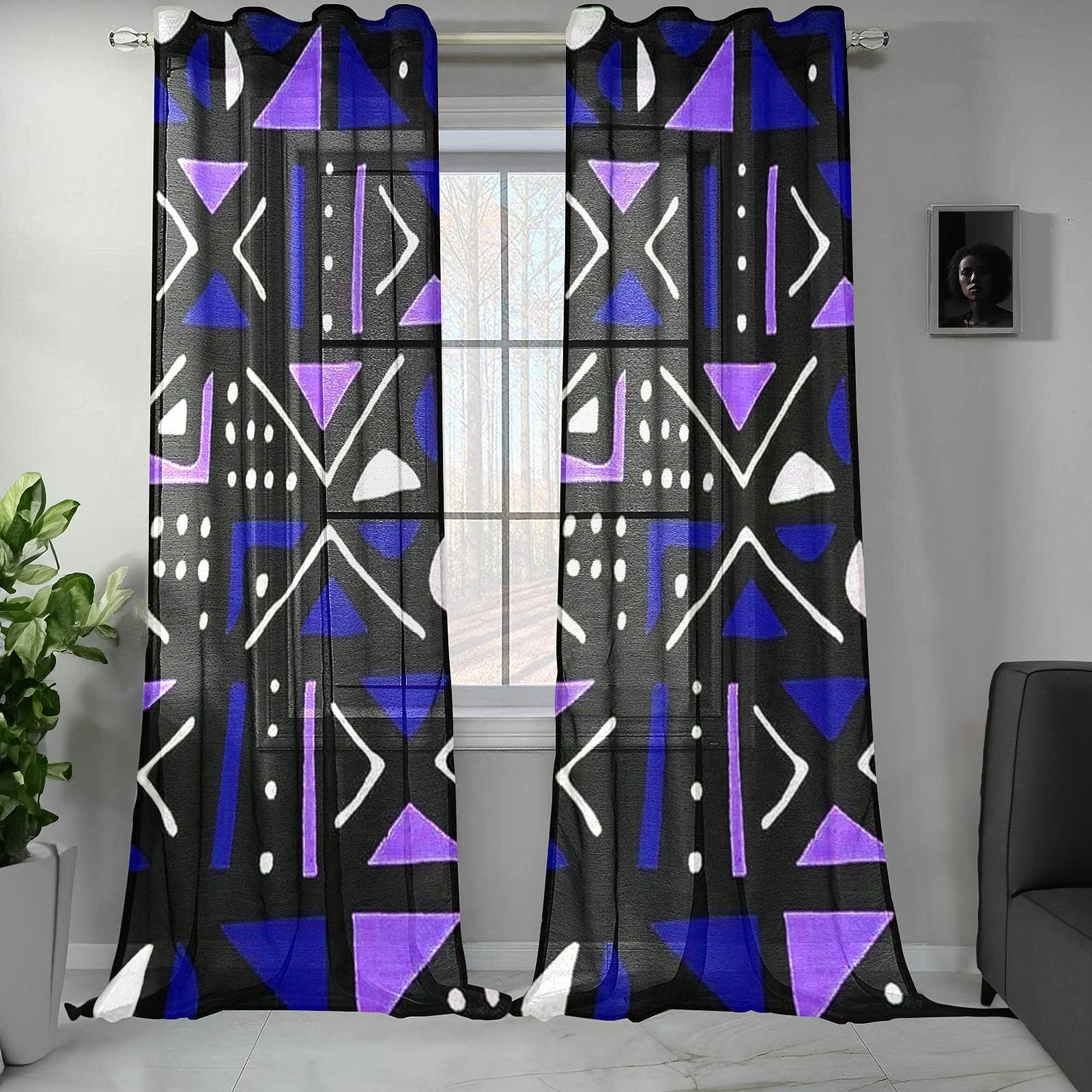 Geometric Mud cloth Curtain African Print (Two-Piece)