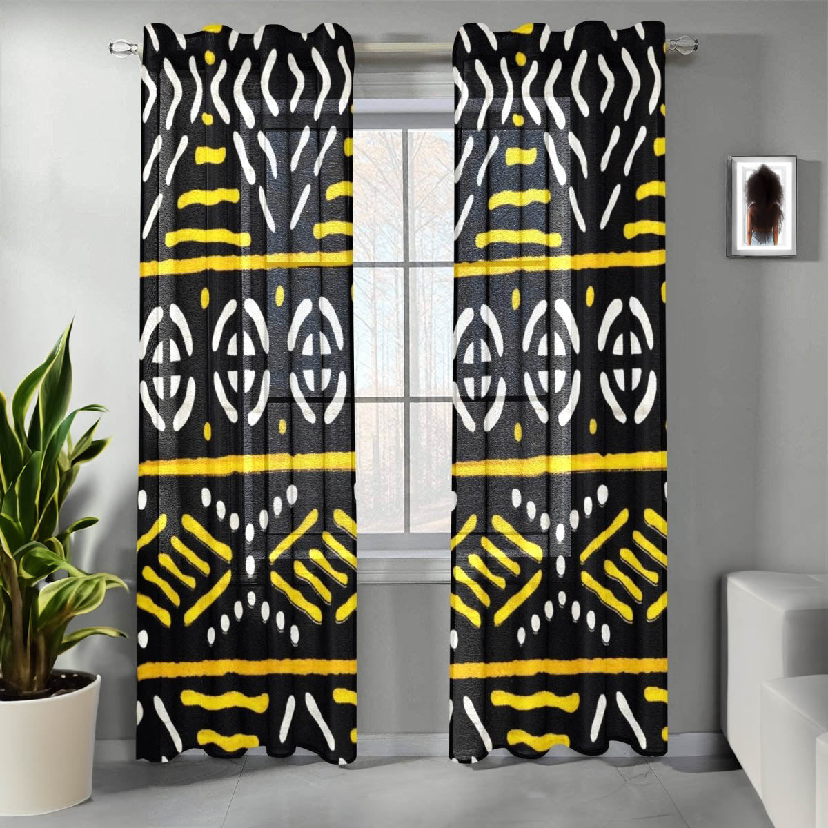 African Guaze Curtain Bogolan Tribal Print (Two-Piece)