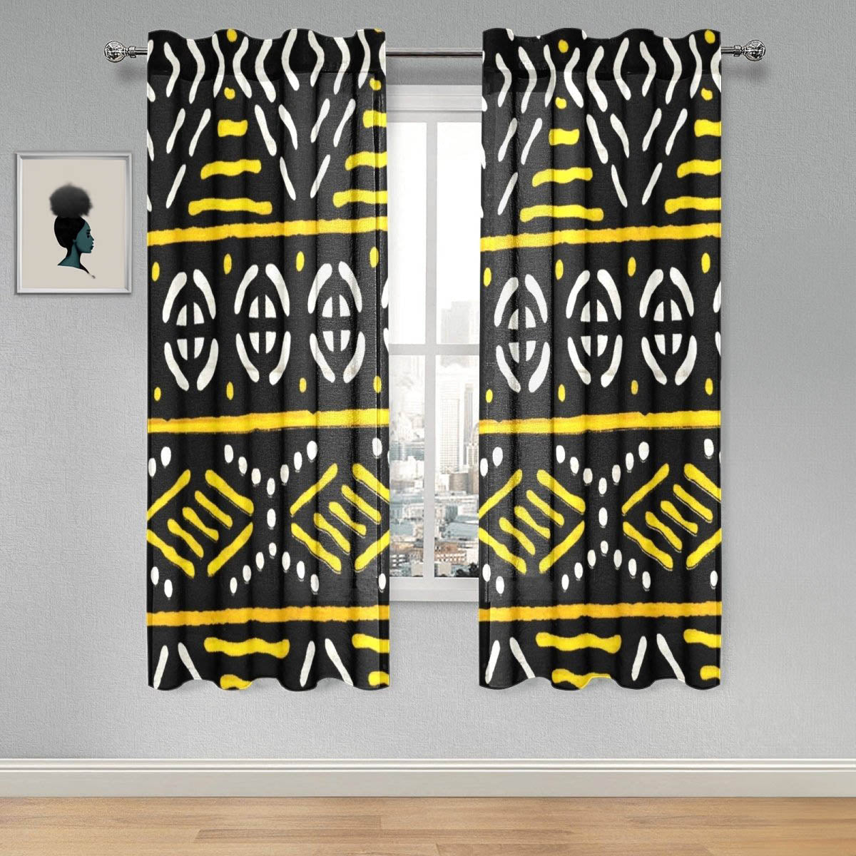 African Guaze Curtain Bogolan Tribal Print (Two-Piece)