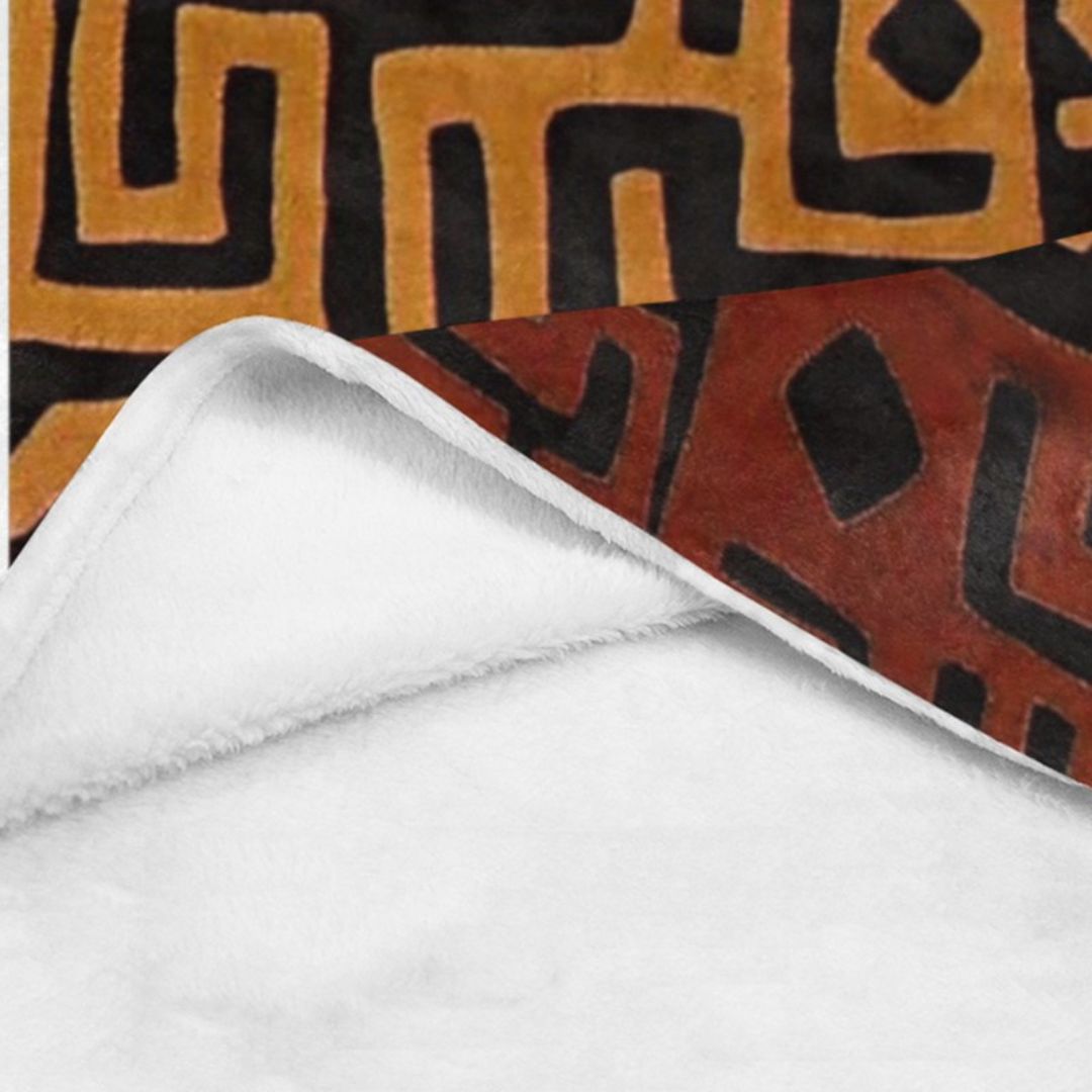 African Kuba Print Fleece Throw Blanket - Cozy & Stylish