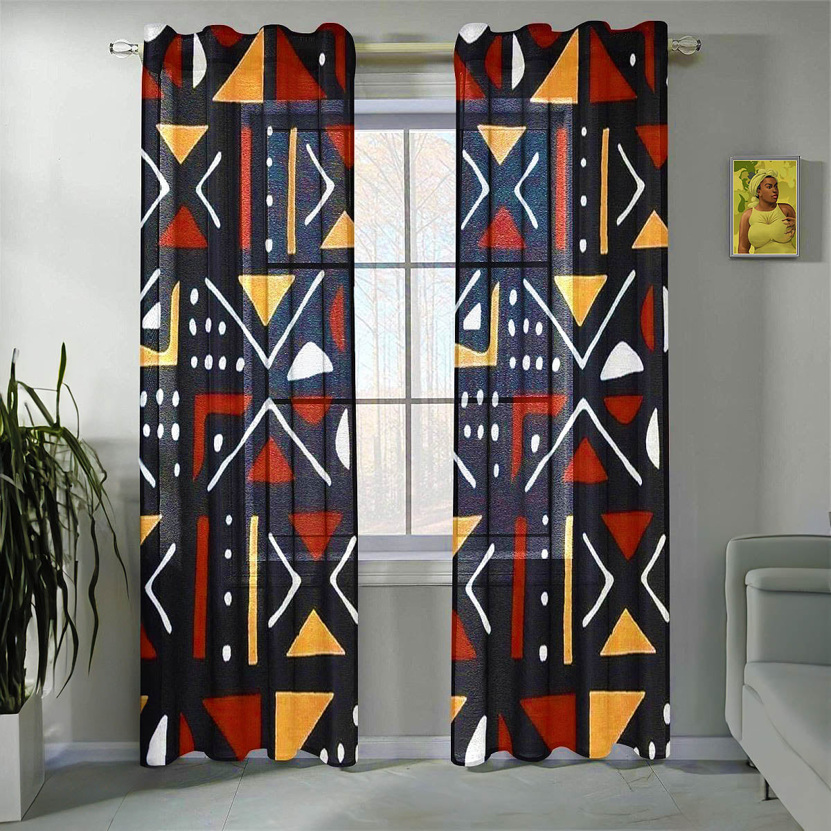 African Mudcloth Guaze Curtains (Two-Piece) - Authenticity