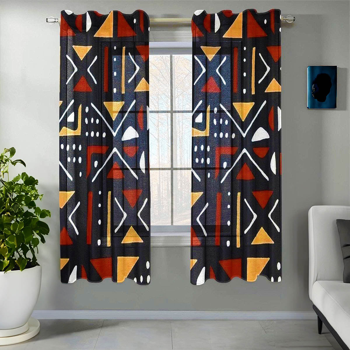 African Mudcloth Guaze Curtains (Two-Piece) - Authenticity