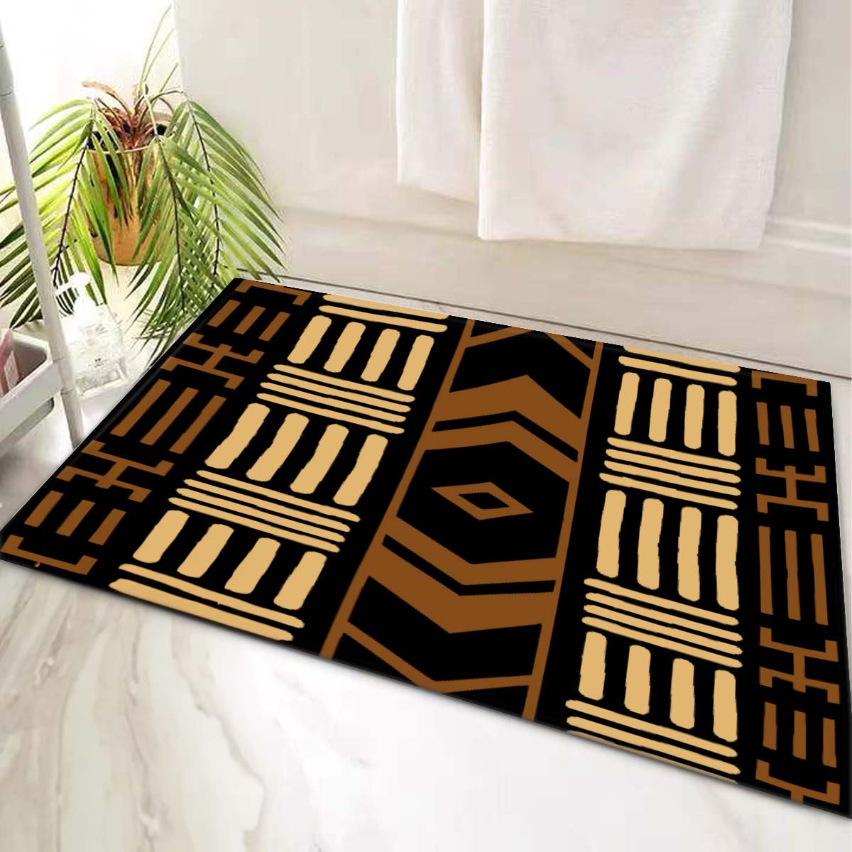 African Bathroom Mat Ethnic Print Rug - Bynelo