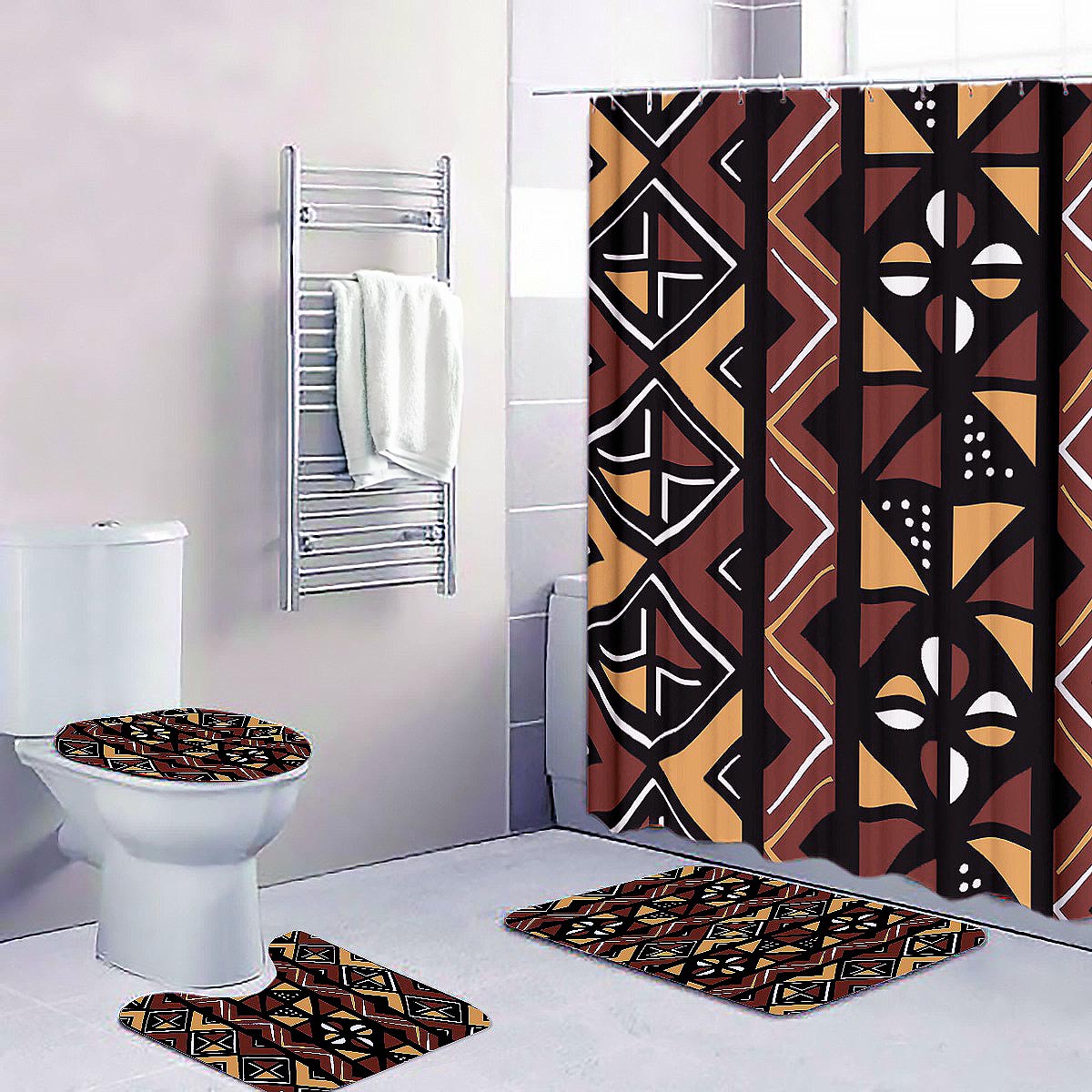 Modern African Bathroom Set Mudcloth Print - Bynelo