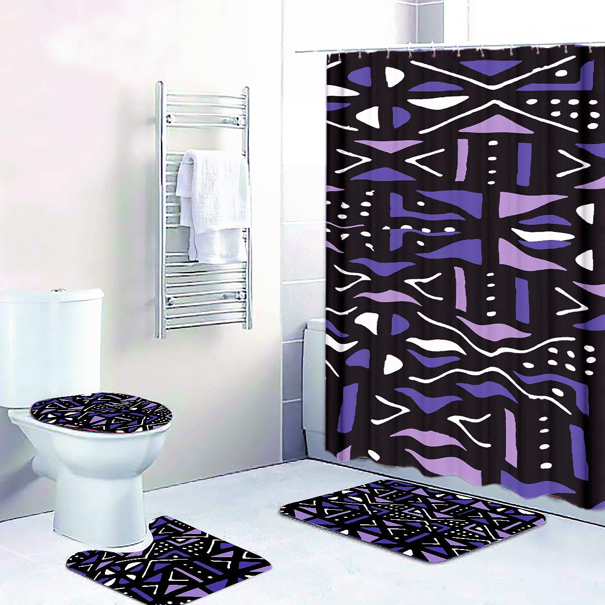 African Bathroom Decor Set Mudcloth Print- Bynelo