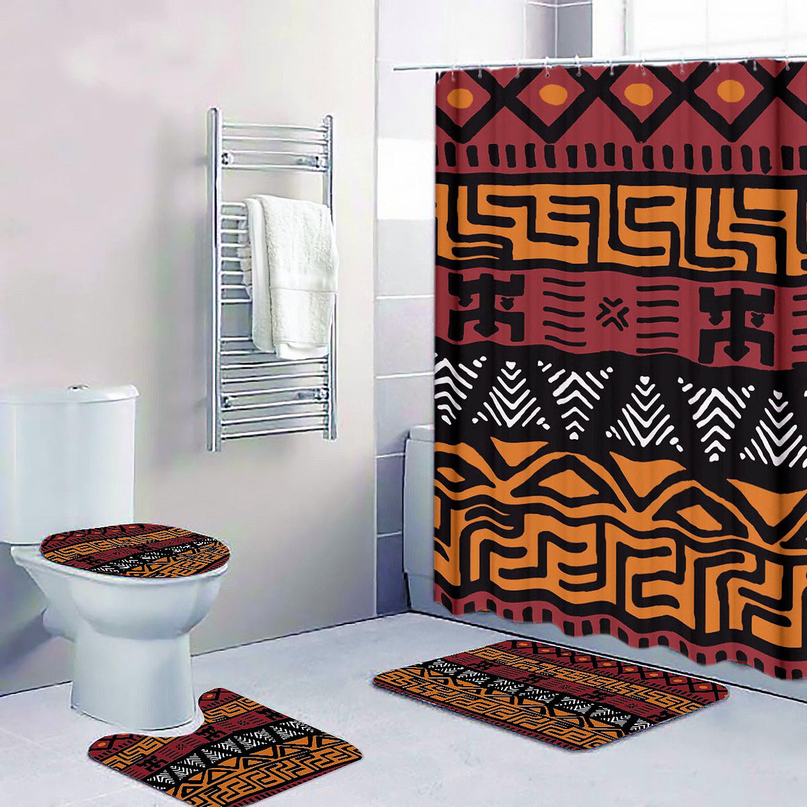 African Shower Curtain Bogolan Print