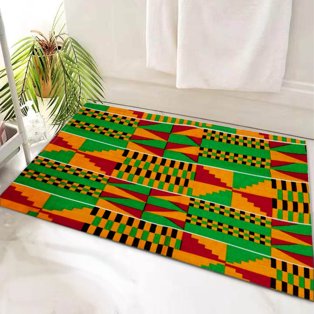 African Bathroom Rug Kente Print - Bynelo