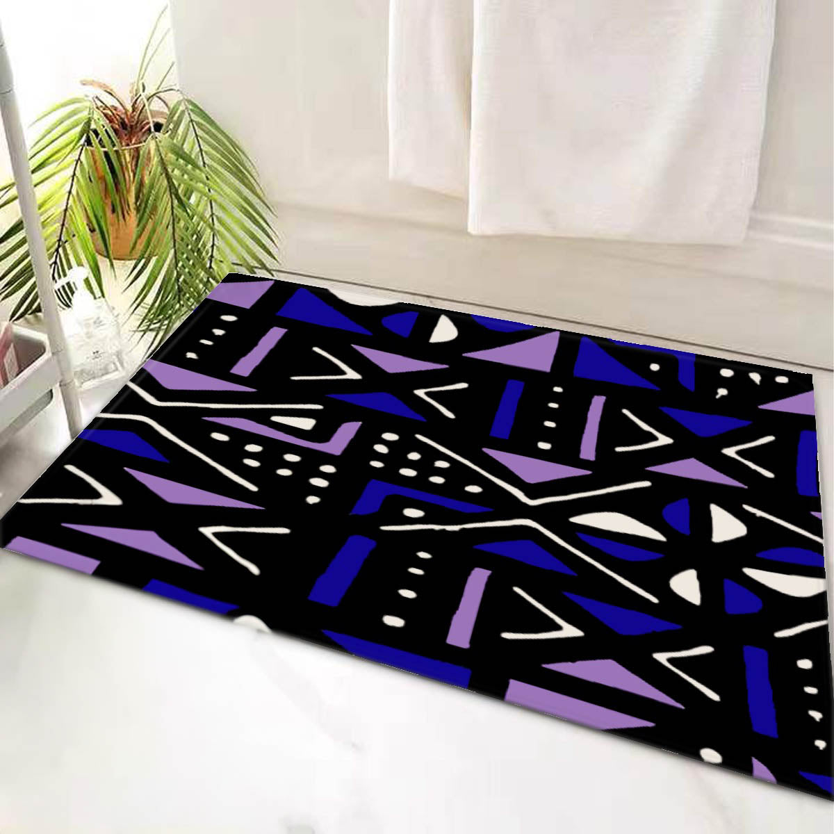 Elegant Mudcloth Print African Bathroom Rug - Bynelo