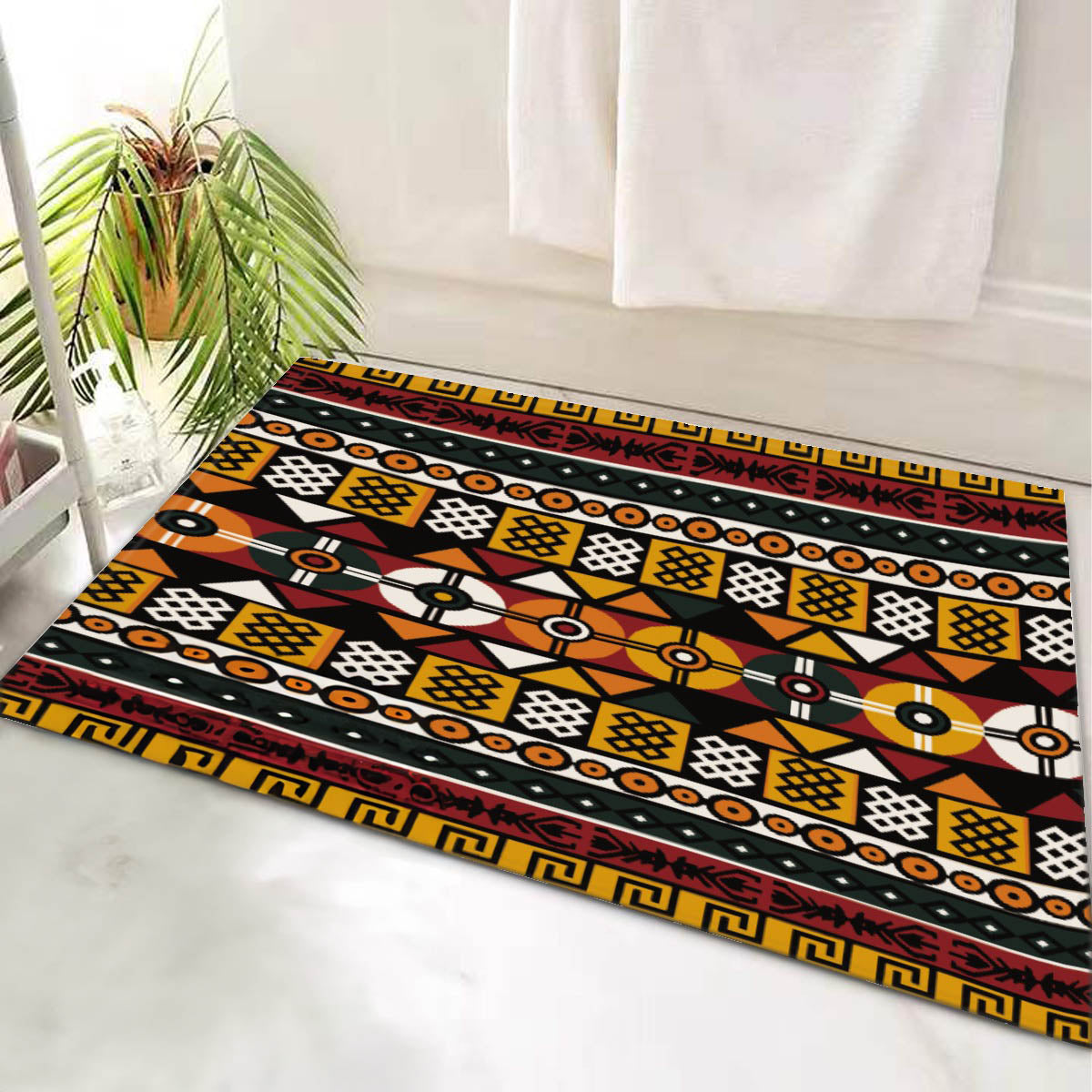 Exquisite Bogolan Print African Bathroom Rug - Bynelo