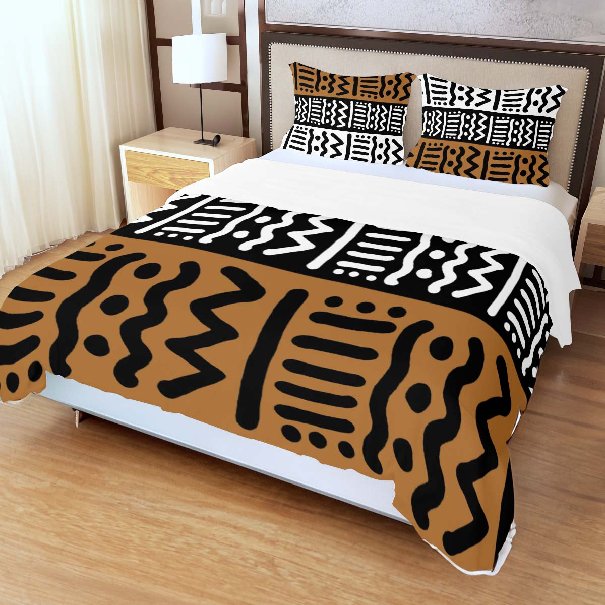African Inspired Bedding Set Kuba Print Duvet & Pillow Cases