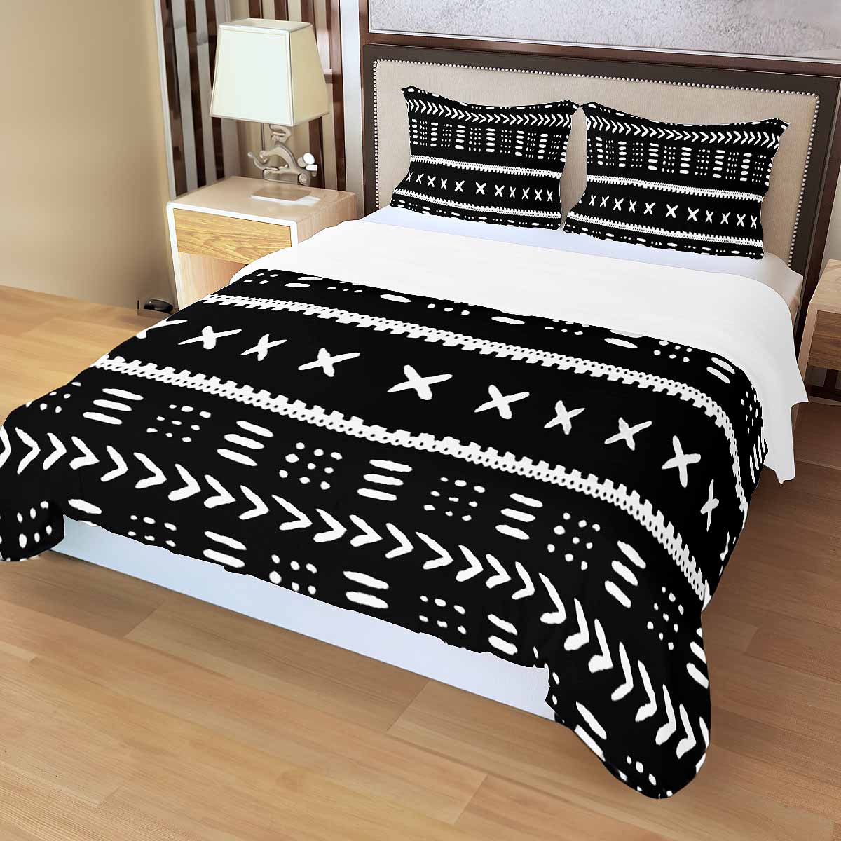 Black and White African Bedding Set Tribal Duvet & Pillow Cases