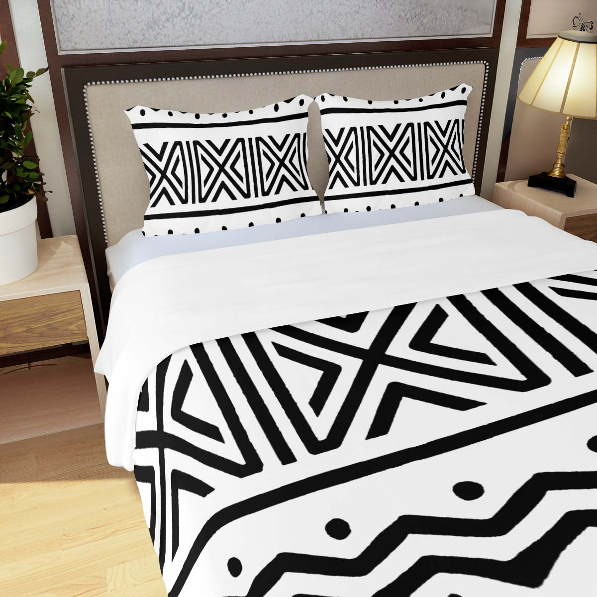 African Print Bedding Set - Mudcloth Duvet & Pillow Cases