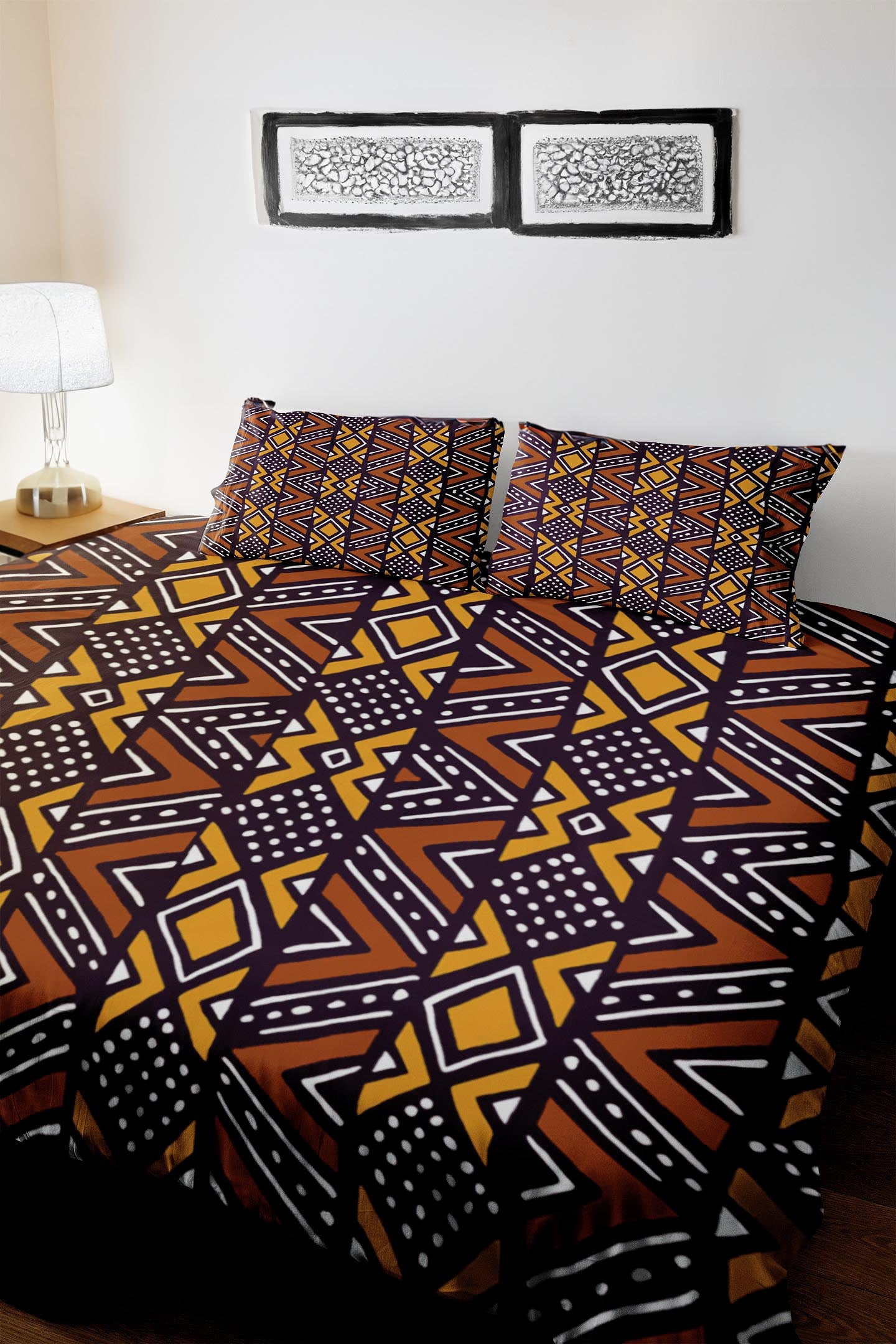 3-Piece African Bedding: Duvet & Pillow Cases Artistry - Bynelo