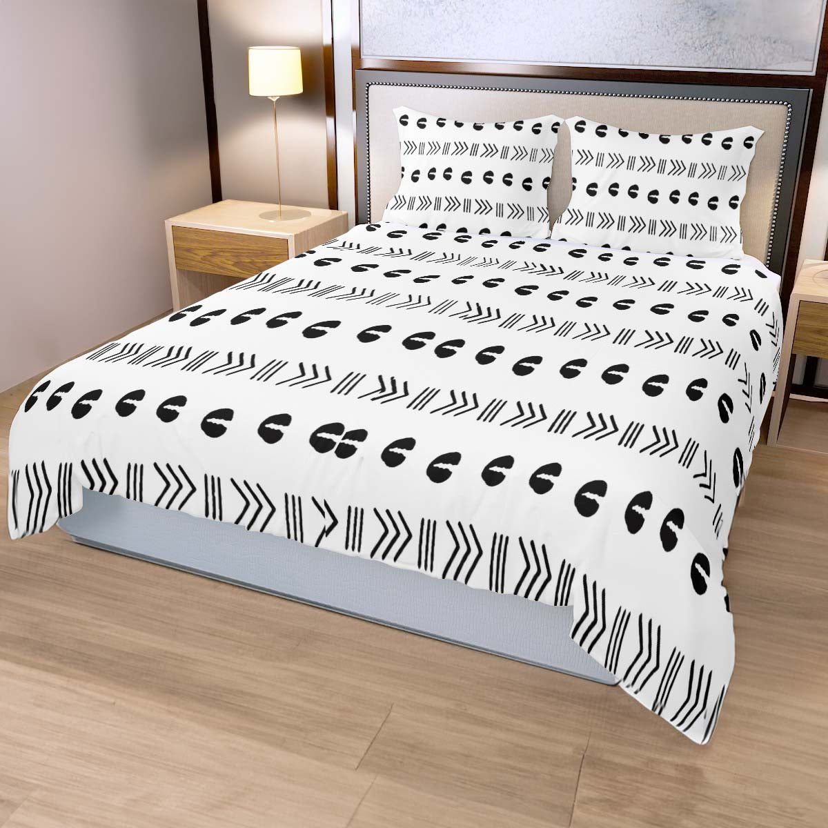 Cowrie Print African Bedding - 3 Piece Duvet & Pillow Cases