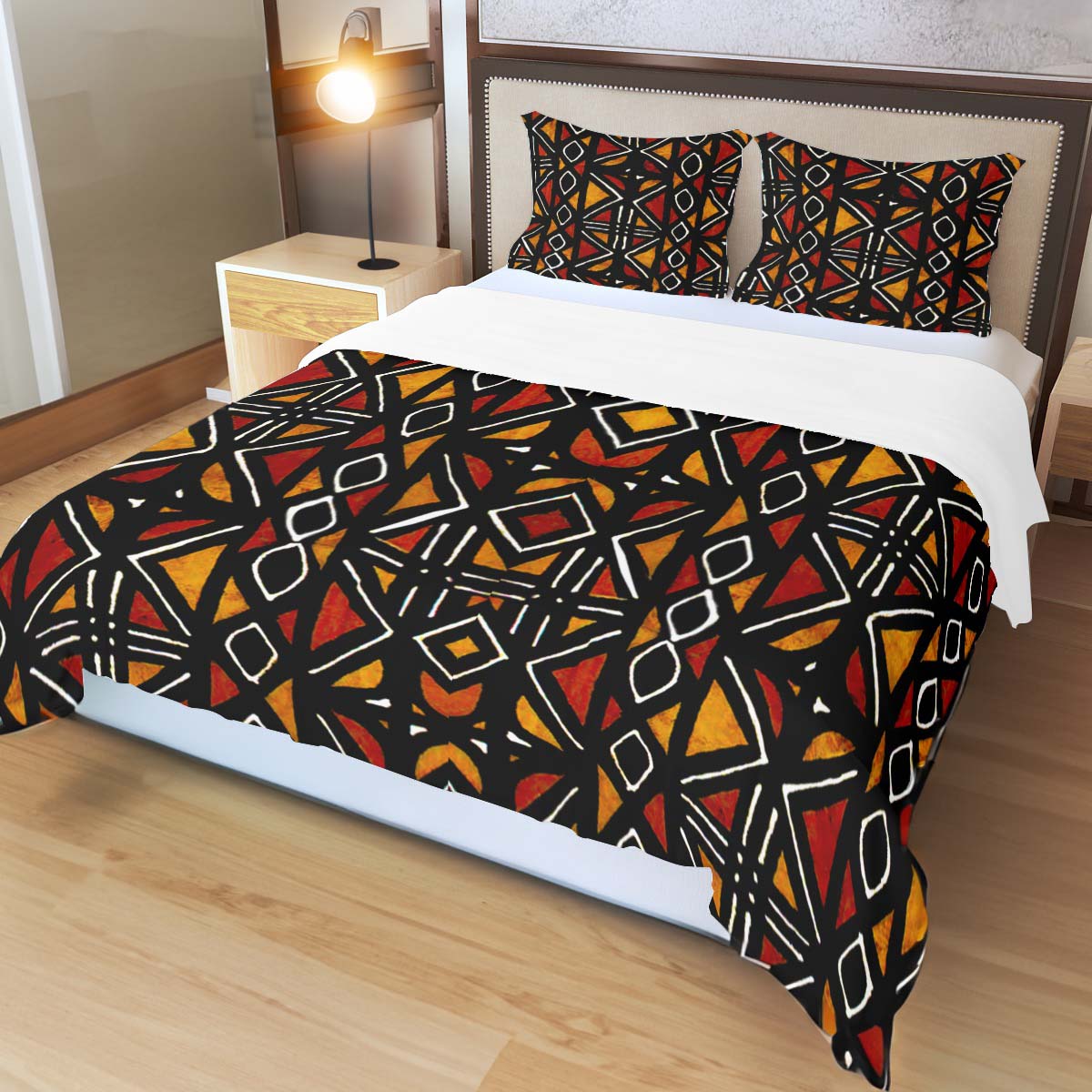 African Bedroom Set in Mudcloth Bedding Duvet & Pillow Cases