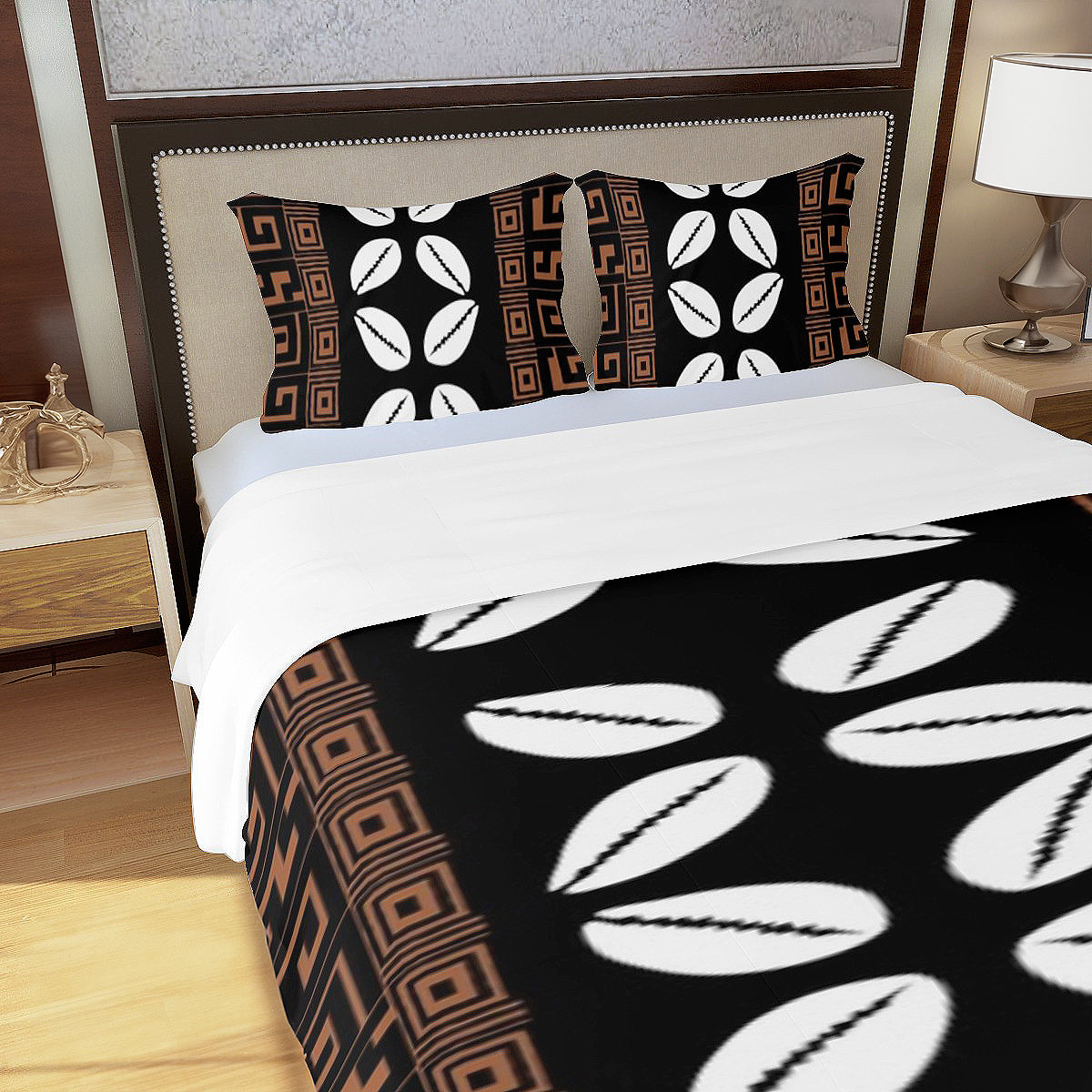 African Bedding Set Cowrie (3 Piece Duvet & Pillow Cases)