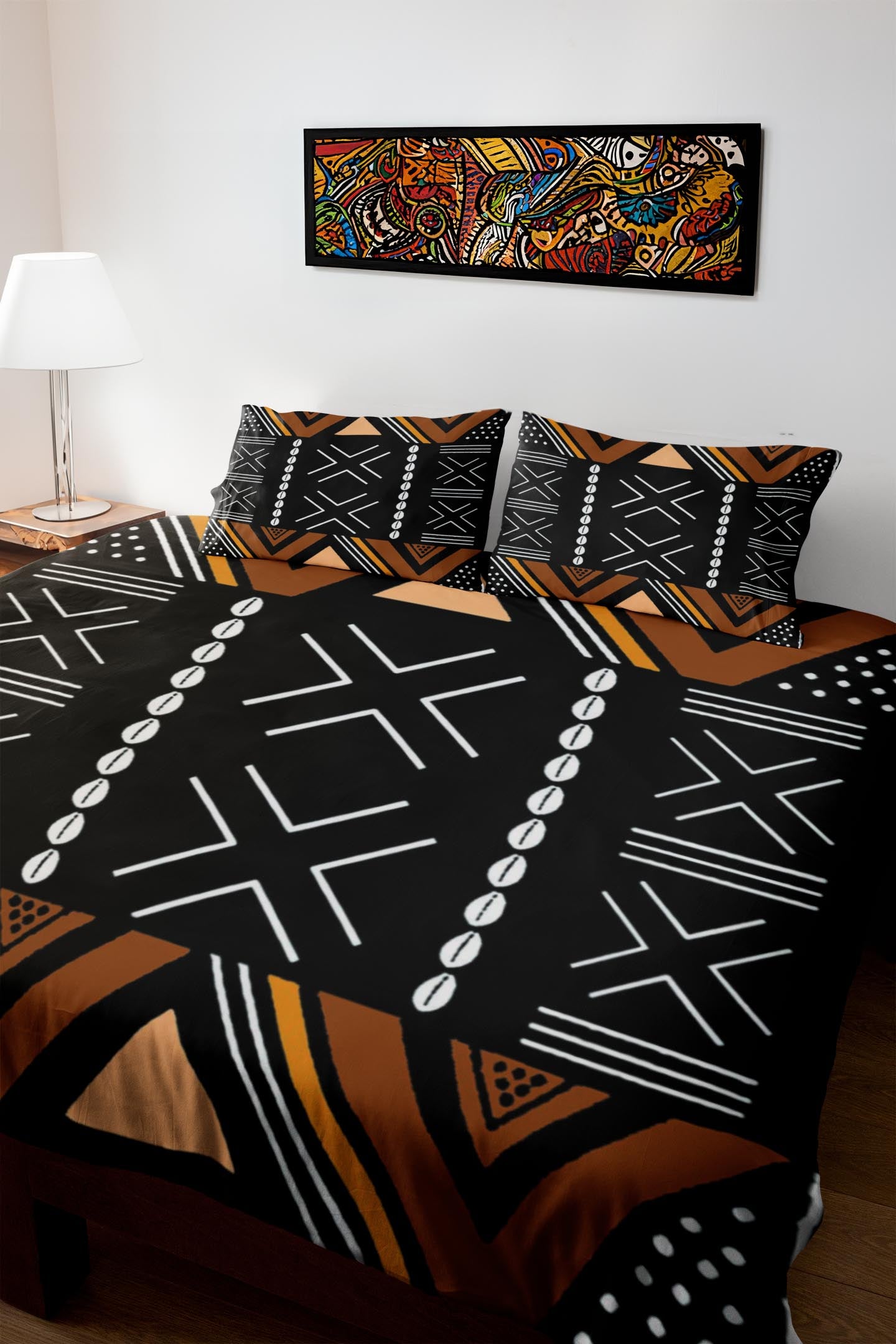 African Print Bedding Mudcloth Duvet & Pillow Cases Set