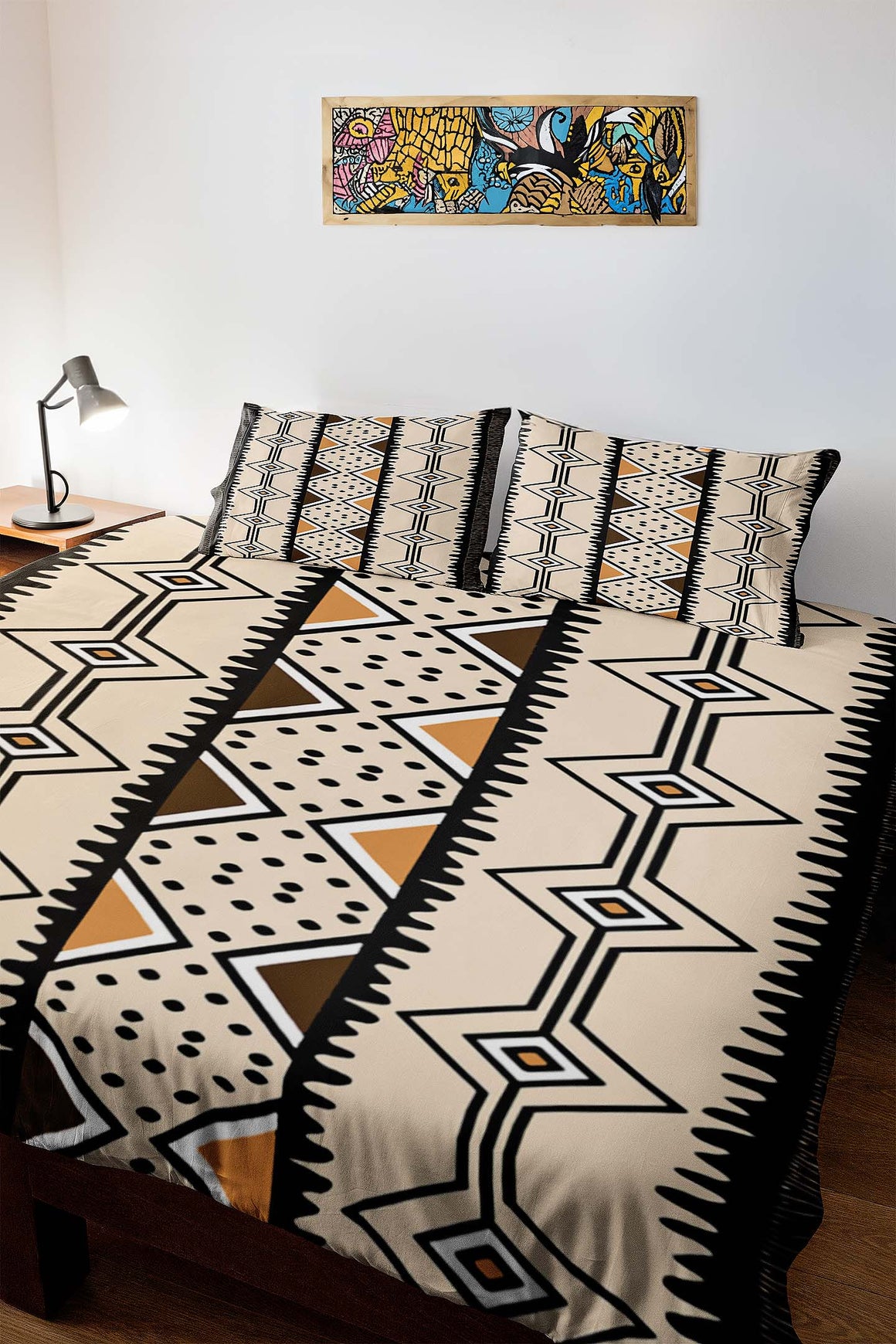 African Bedding Set Duvet & Pillow Cases in Bogolan Print