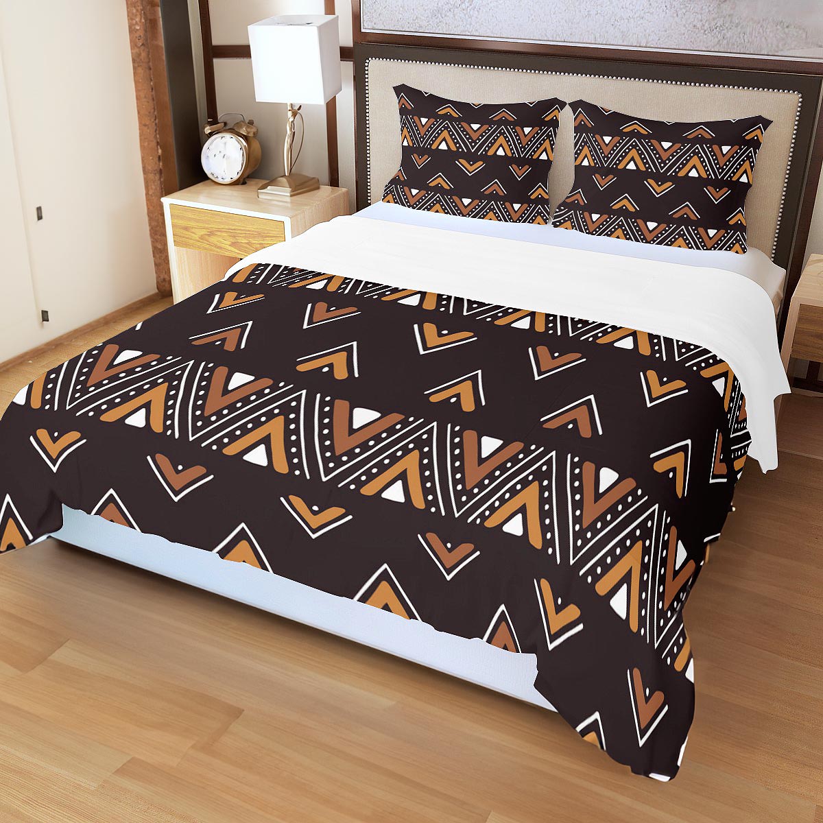 Stripe Brown African Bedding Set Mudcloth (Duvet & Pillow Cases)