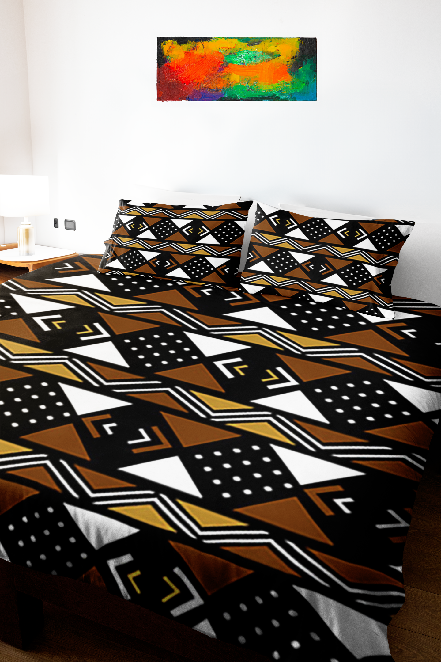 African Mudcloth Bedding Set - 3 Piece Duvet & Pillow Cases