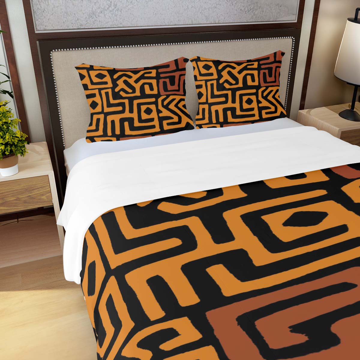African Comforter Bedding Set Kuba Print Duvet & Pillow Case