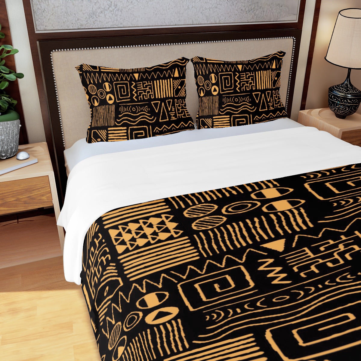 Mudcloth African Bedding Set - 3 Piece Duvet & Pillow Case