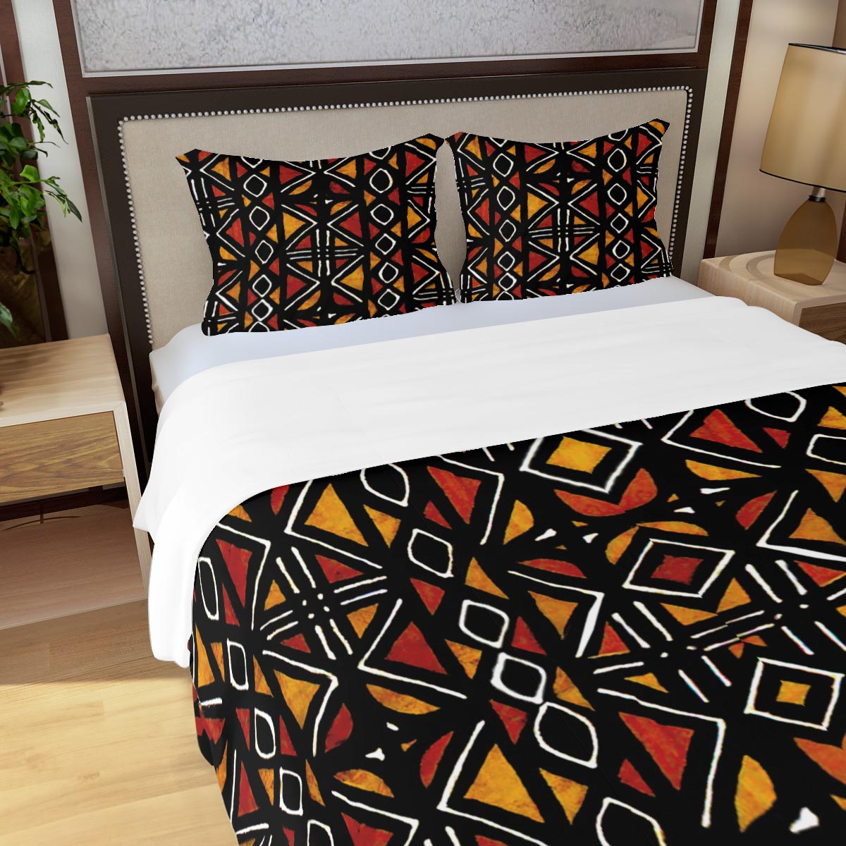 African Bedroom Set in Mudcloth Bedding Duvet & Pillow Cases