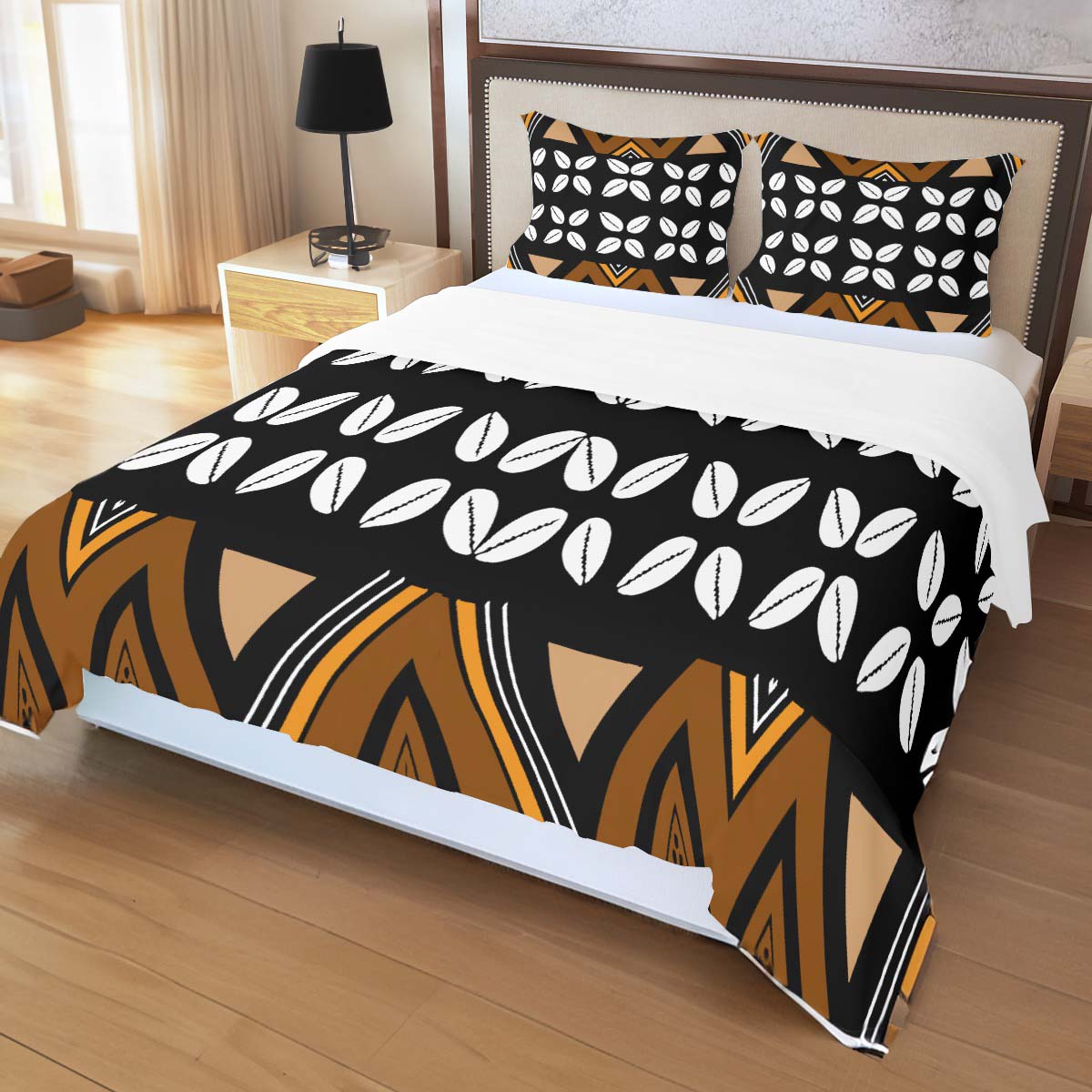 African Bedding Set: Mud Cloth & Cowrie Print Elegance