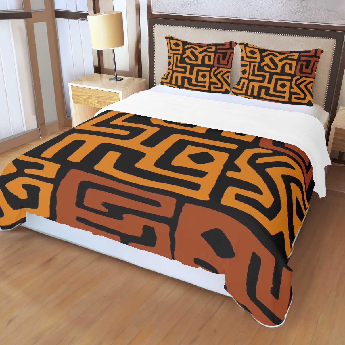 African Comforter Bedding Set Kuba Print Duvet & Pillow Case