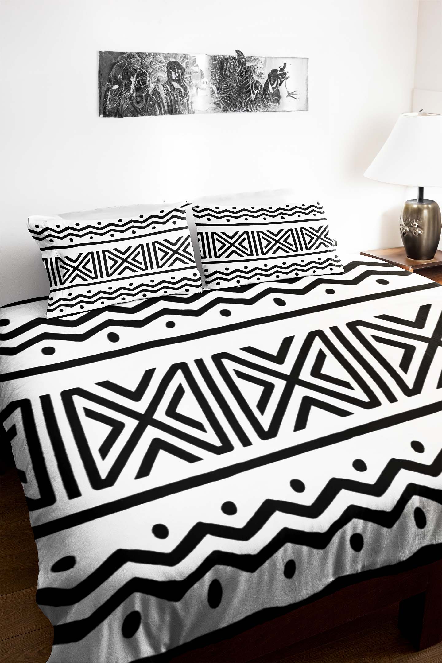 African Print Bedding Set - Mudcloth Duvet & Pillow Cases