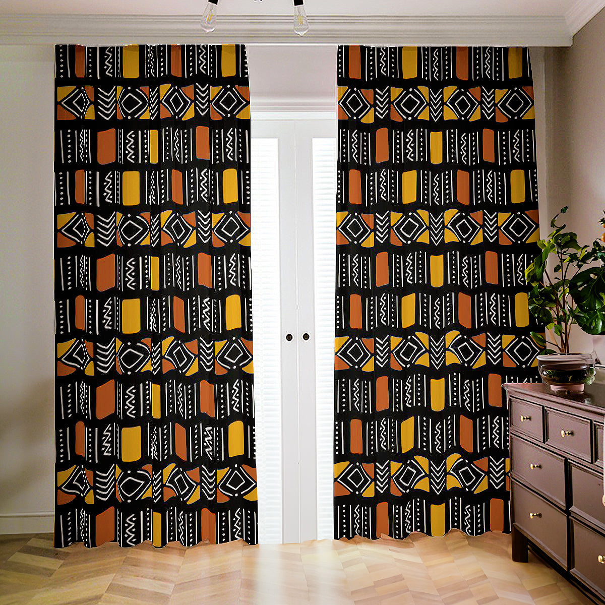 Tribal Print 2-Piece Blackout Curtain: African Room Bliss