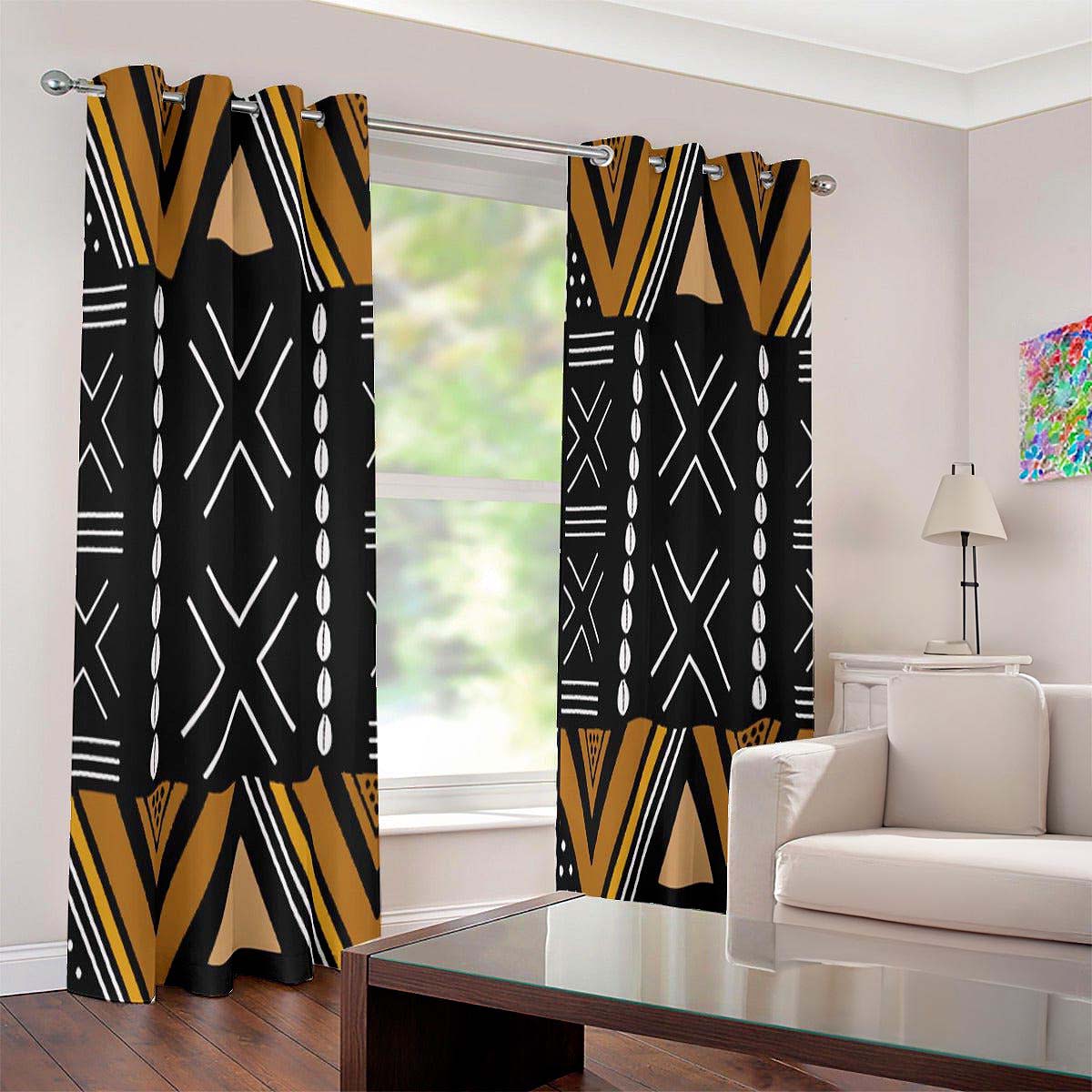 African Print Curtain in Blackout Grommet Tribal Style 