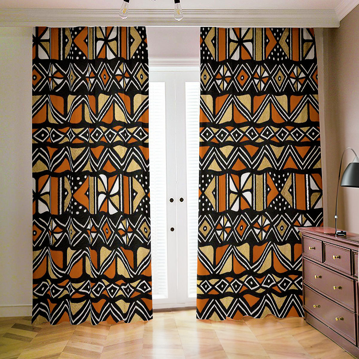 Multi Coloured Blackout Curtain in African Mudcloth Print